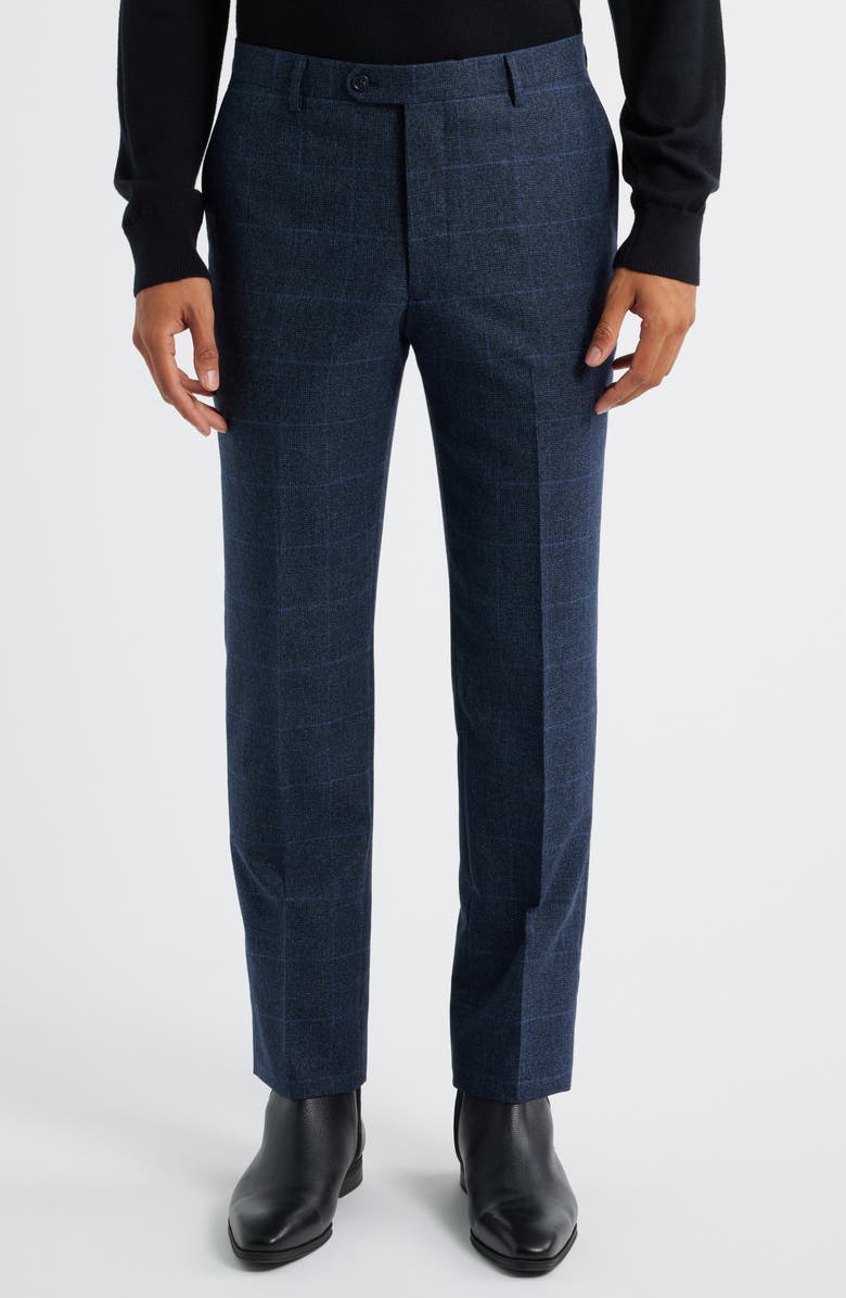 John Varvatos Star USA Varick Slim Fit Navy Glen Plaid Wool & Cotton Suit, Alternate, color, Blue