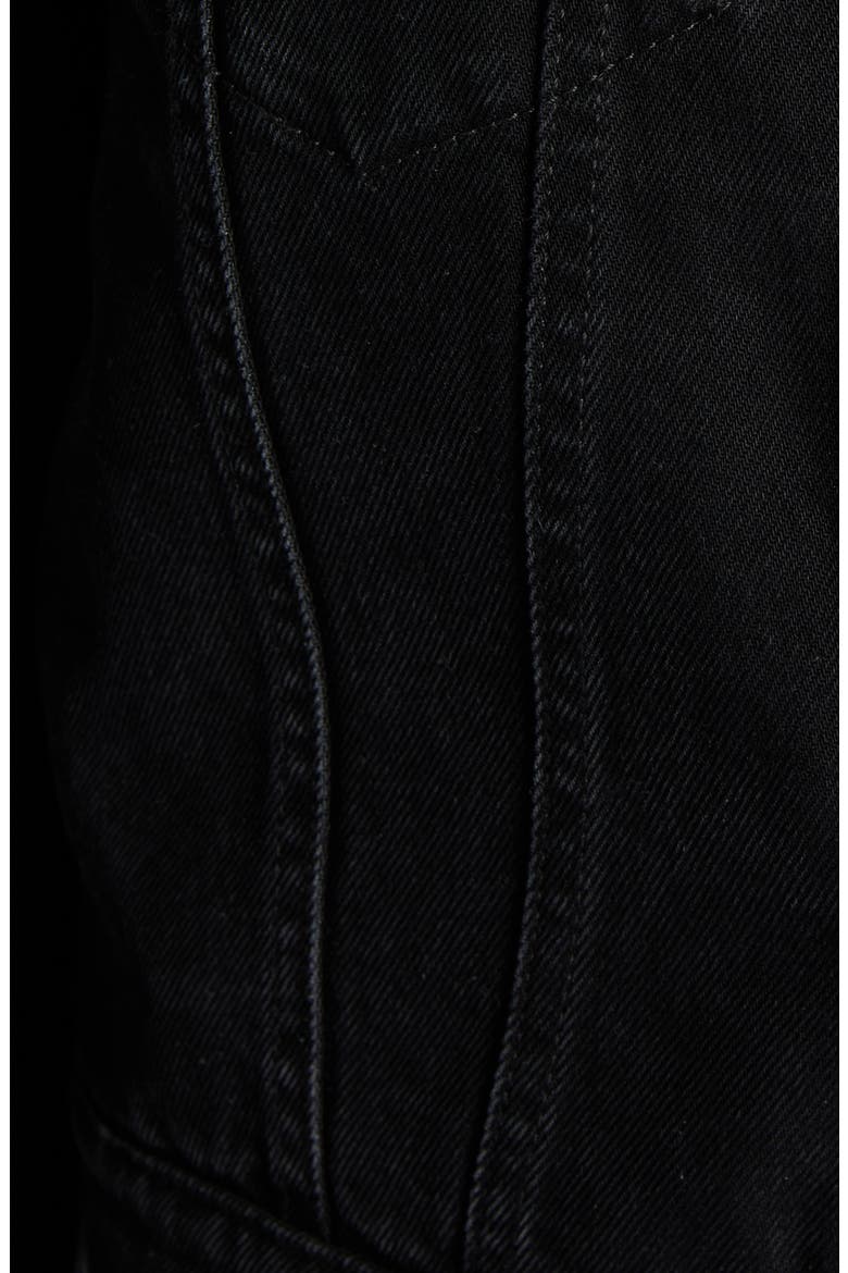 Intrecciato Collar Denim Jacket, Alternate, color, BLACK
