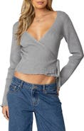 EDIKTED Paden Rib Knit Wrap Top