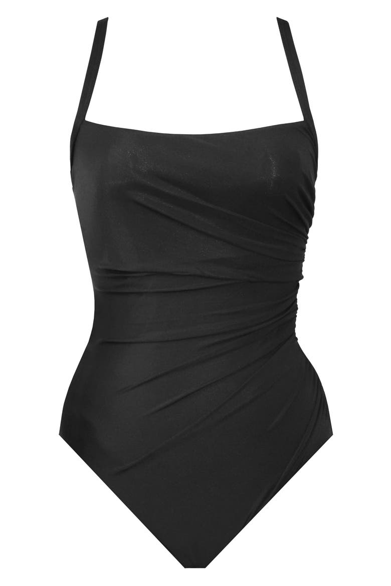 Rock Solid Starr Underwire One-Piece Swimsuit, Alternate, color, BLACK