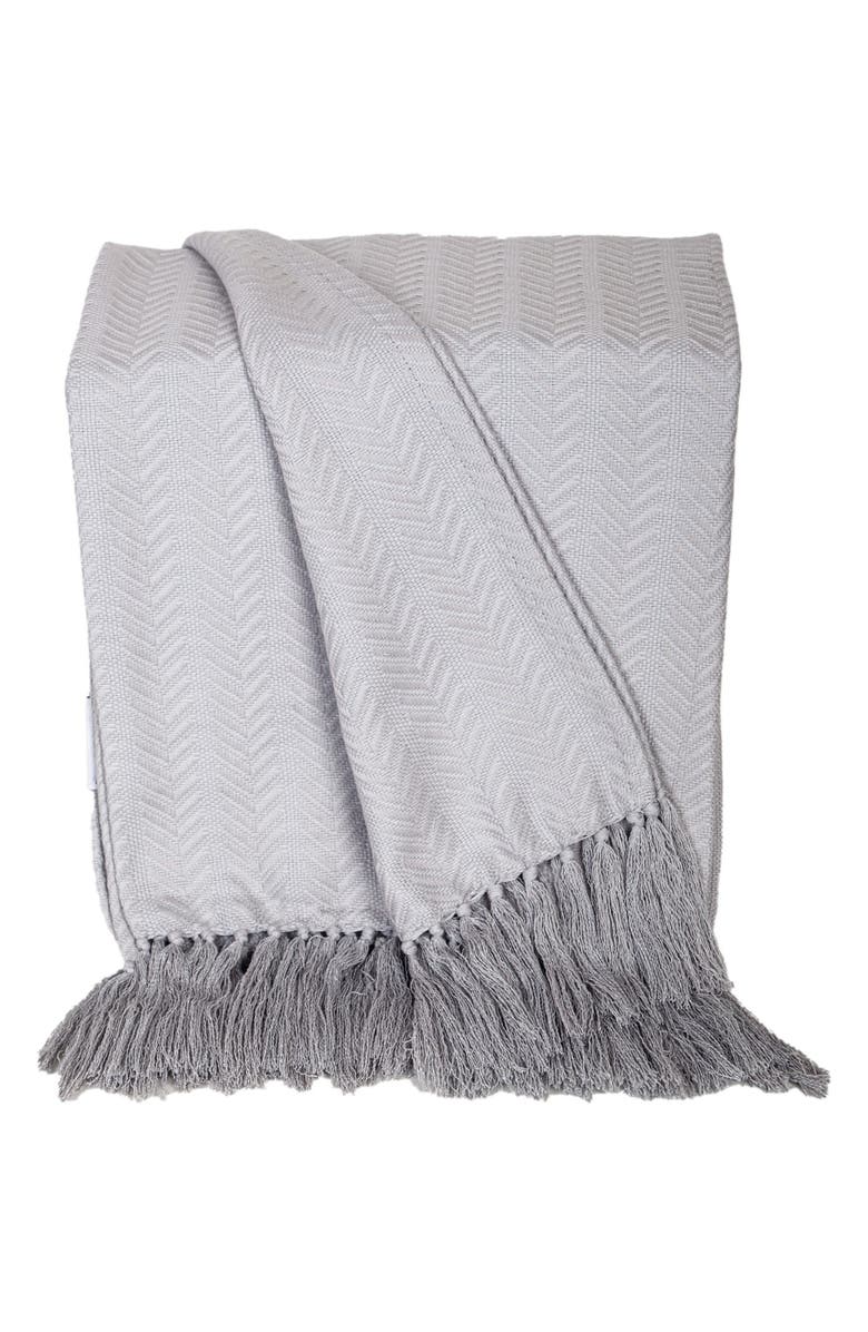 PARKLAND COLLECTION Airi Chevron Fringe Throw Blanket, Main, color, Seafoam