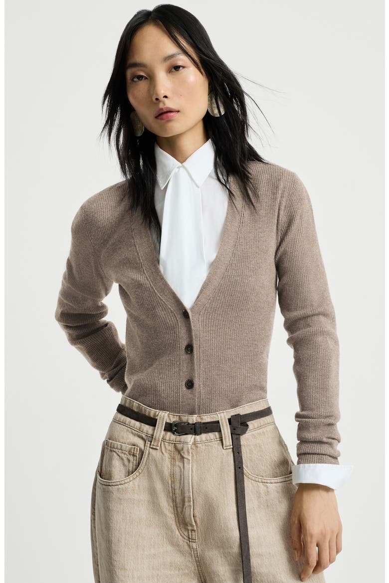 Sparkling cashmere lightweight ribbed cardigan, Alternate, color, Rope