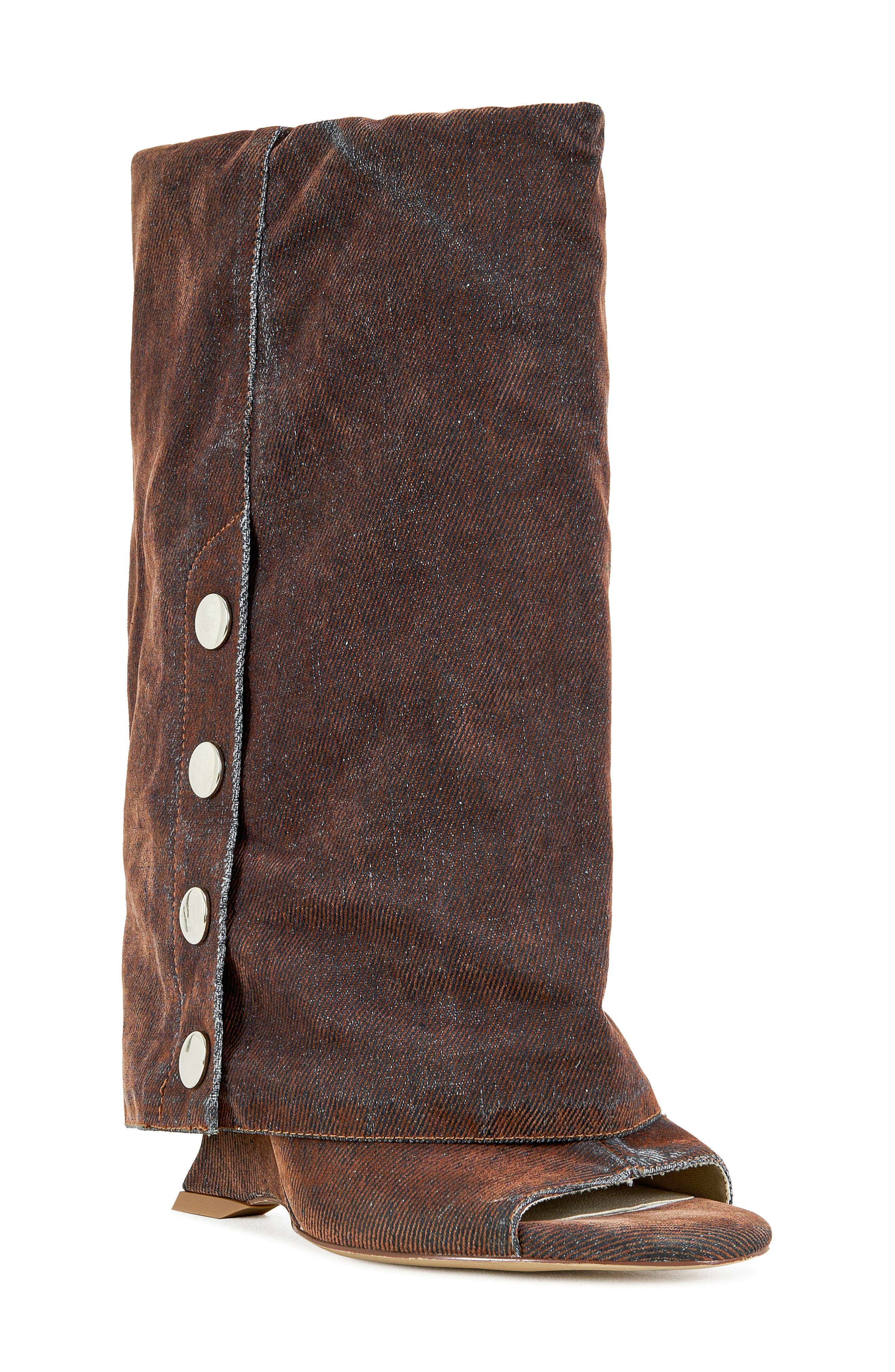 AZALEA WANG Metallic Open Toe Boot, Main, color, Orange