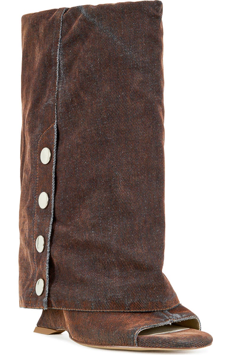 AZALEA WANG Metallic Open Toe Boot, Main, color, Orange