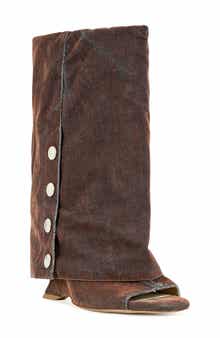 AZALEA WANG Metallic Open Toe Boot