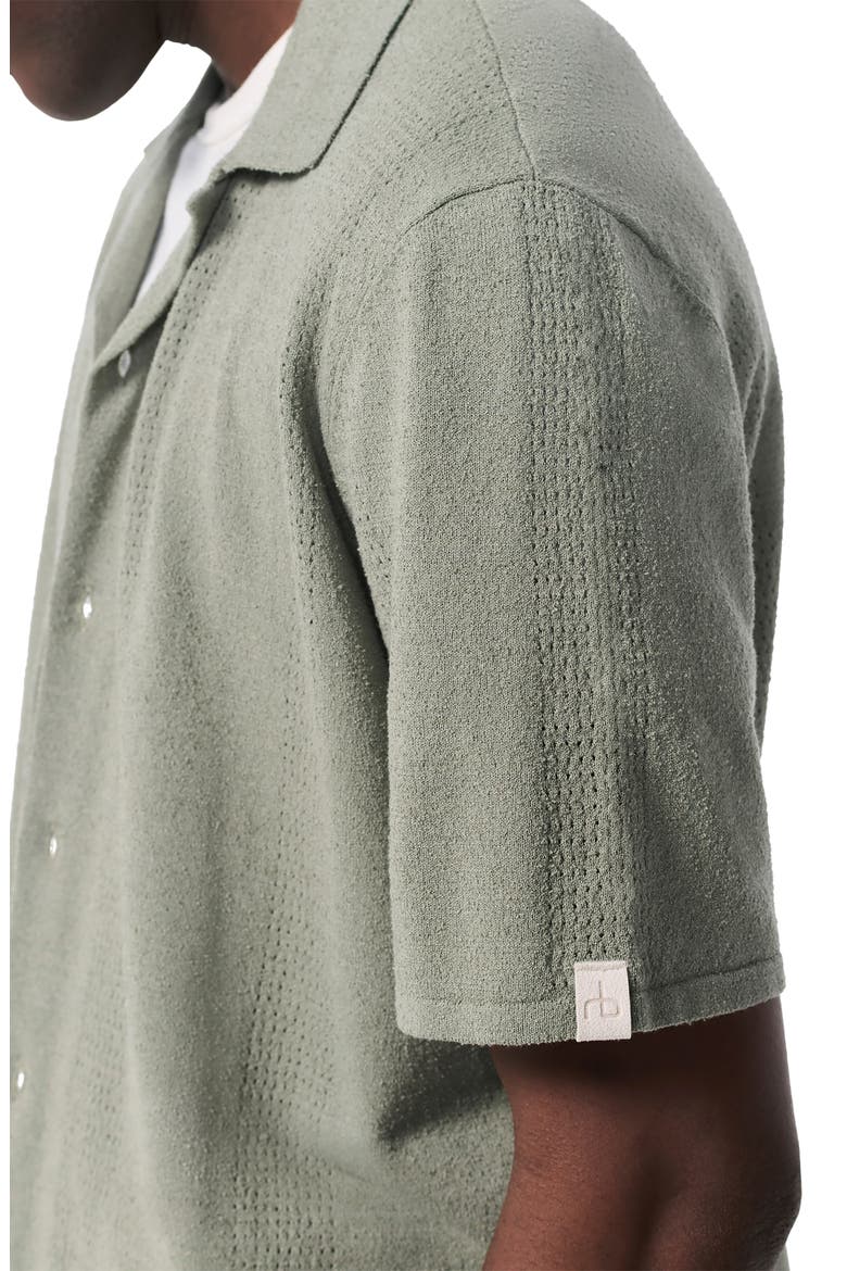 Zuma Pointelle Short Sleeve Knit Camp Shirt, Alternate, color, GREY