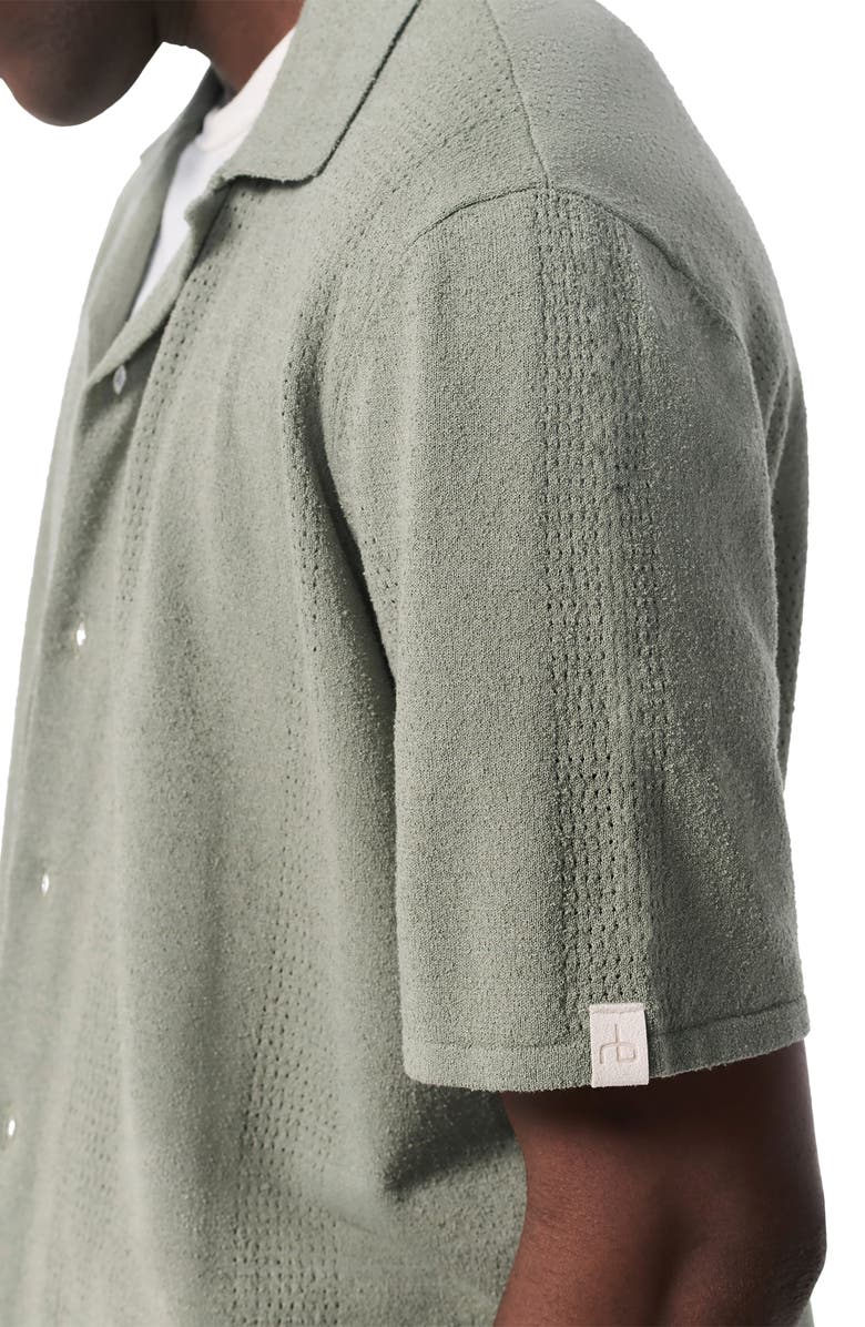 rag & bone Zuma Pointelle Short Sleeve Knit Camp Shirt, Alternate, color, Grey