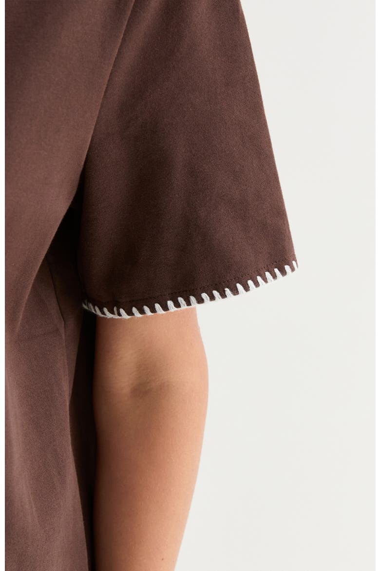 Blanket Stitch Boxy T-Shirt, Alternate, color, Brown
