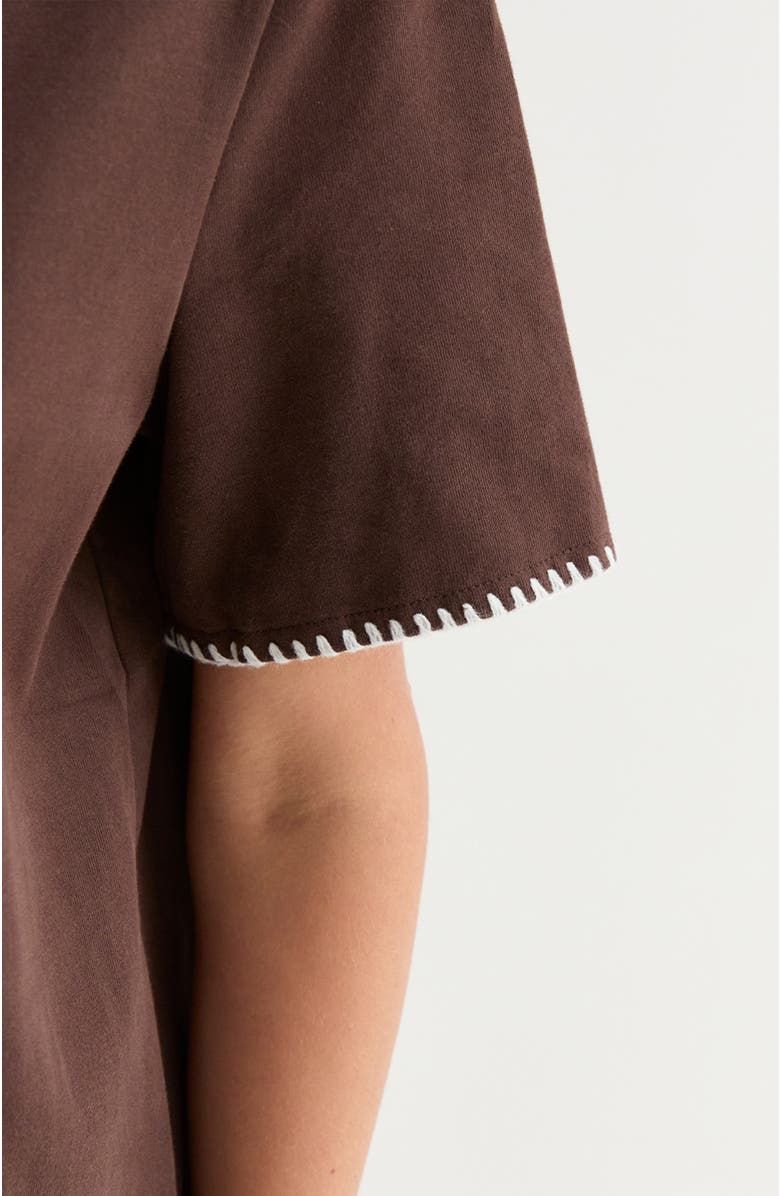 CRESCENT Blanket Stitch Boxy T-Shirt, Alternate, color, Brown