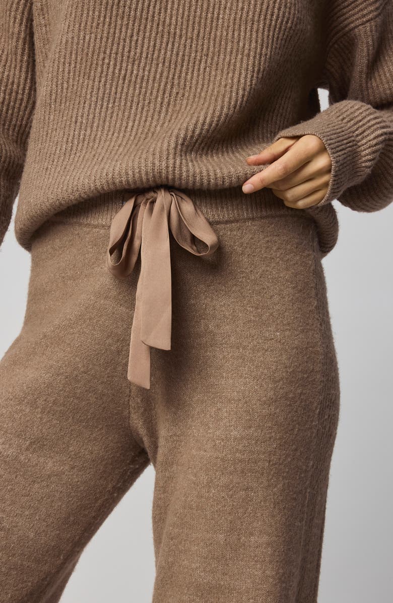 Splendid Stassi Rib Side Sweater Pants, Alternate, color, Macchiato Brown Heather