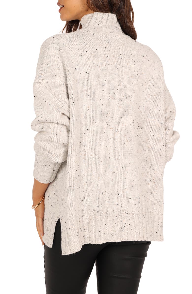 Petal & Pup Conny Tweed Wool Blend Mock Neck Sweater, Alternate, color, White
