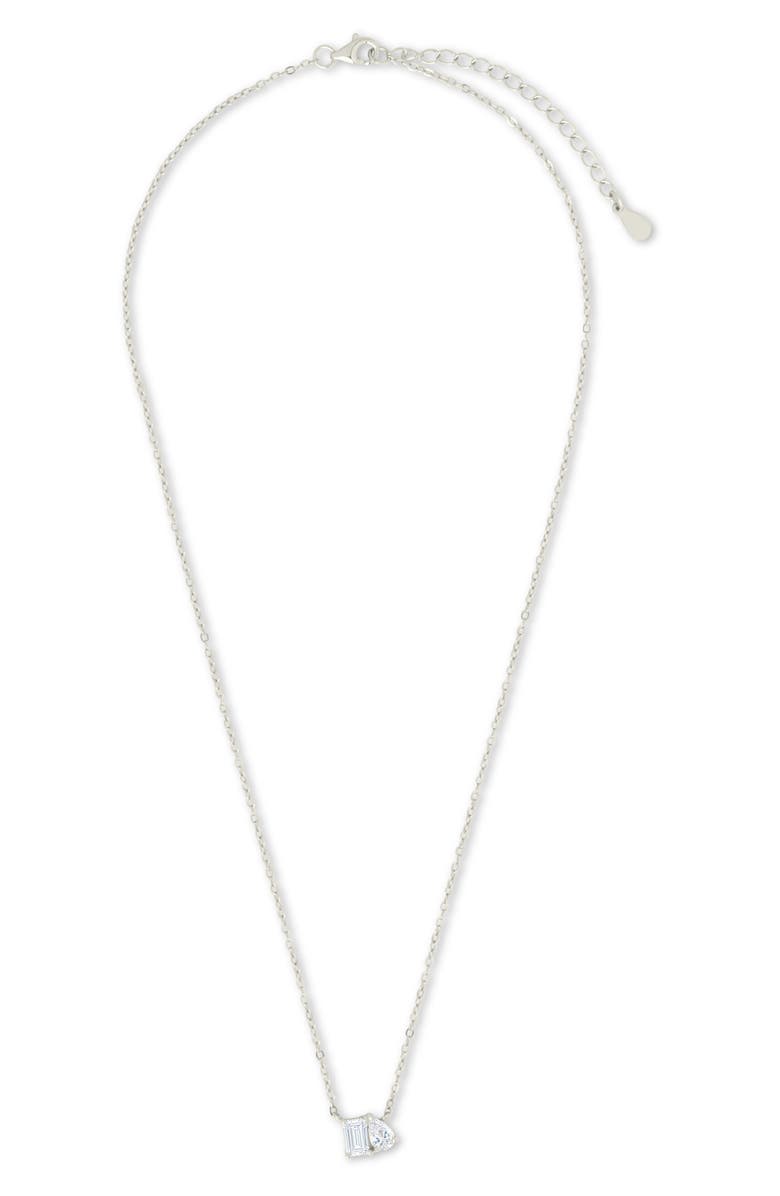 Sterling Forever Guinevere Cubic Zirconia Pendant Necklace, Alternate, color, Silver