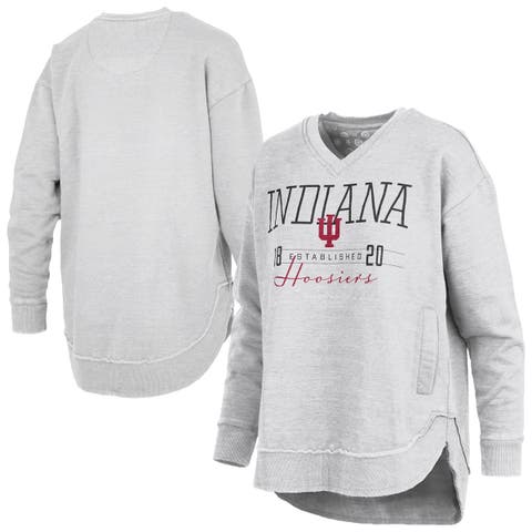 Women's Pressbox  Heather Gray Indiana Hoosiers Marcus East Hall Poncho V-Neck Sweatshirt