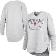 PRESSBOX Women's Pressbox Heather Gray Indiana Hoosiers Marcus East Hall Poncho V-Neck Sweatshirt