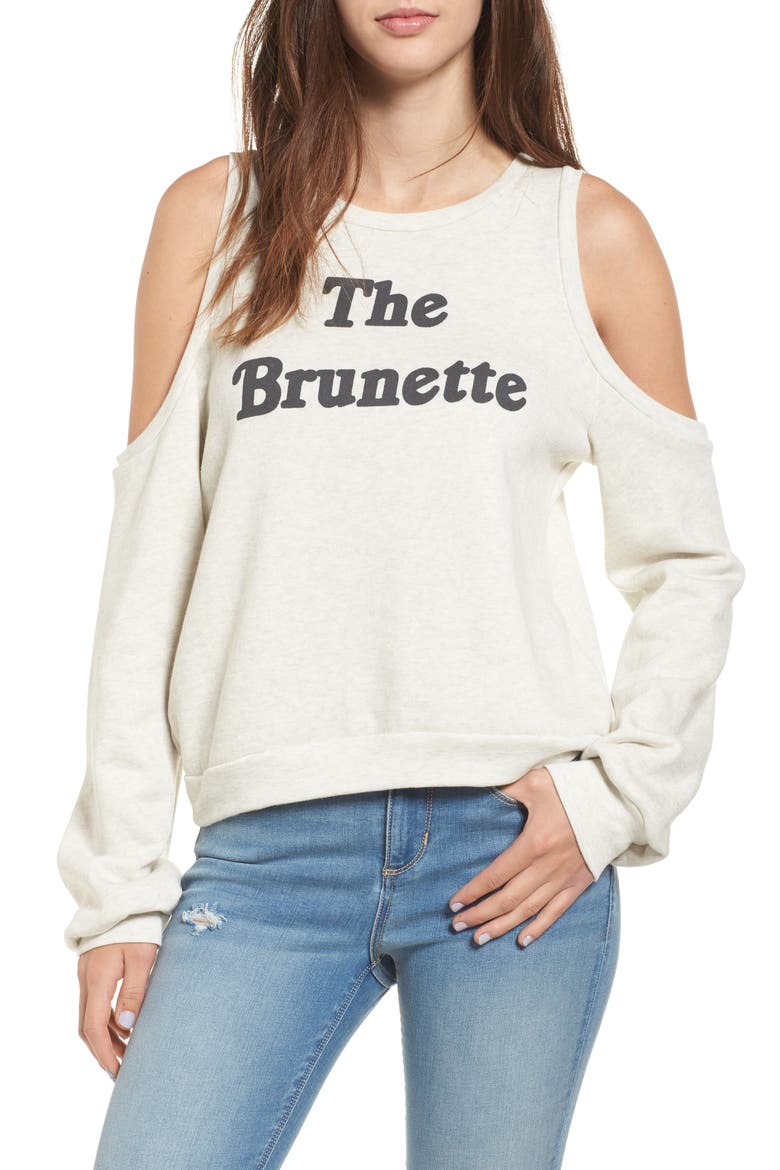 The Brunette Cold Shoulder Sweatshirt, Main, color, OATMEAL