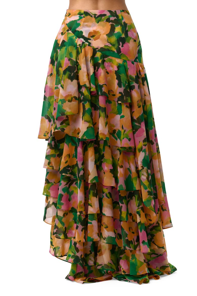 Asymmetric Ruffle Chiffon High-Low Skirt, Alternate, color, SECRET GARDEN