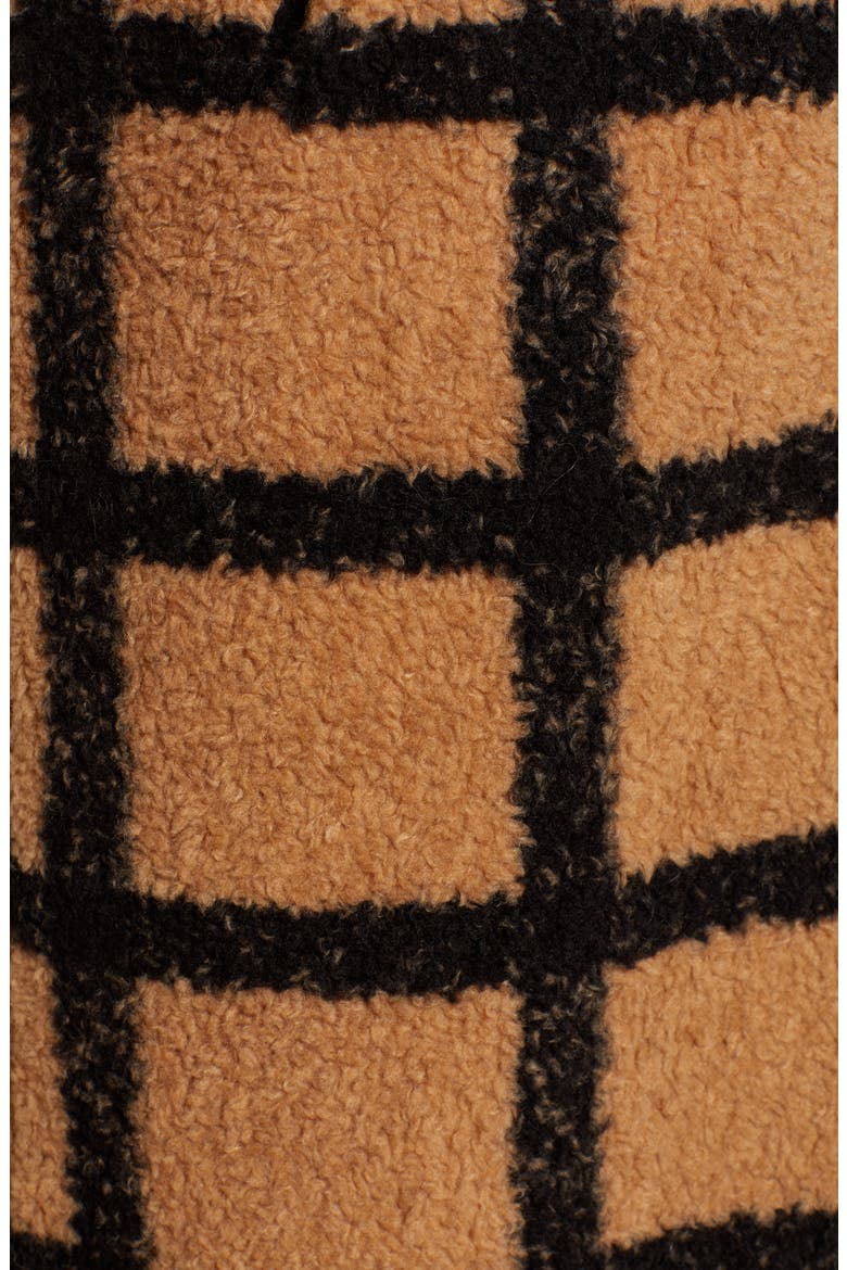 Berber Longline Plaid Coat, Alternate, color, CAMEL/ BLACK