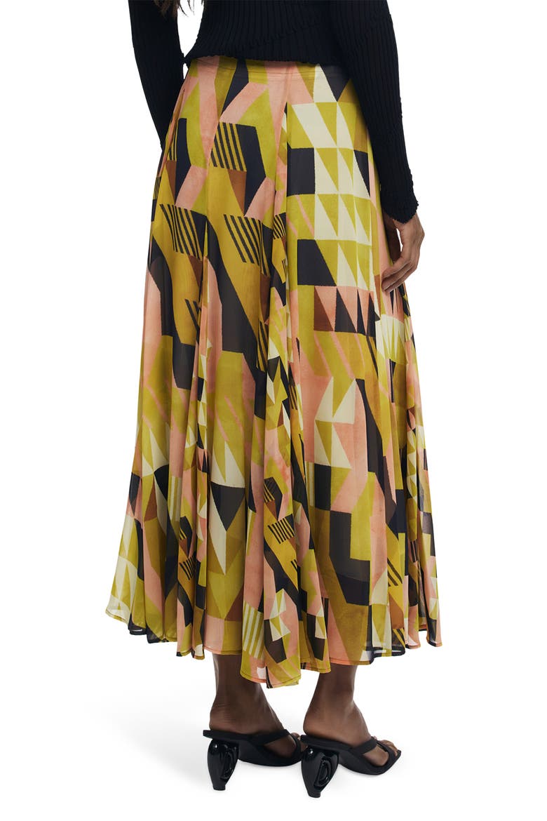 Geometric Print Maxi Skirt, Alternate, color, WARM GREEN