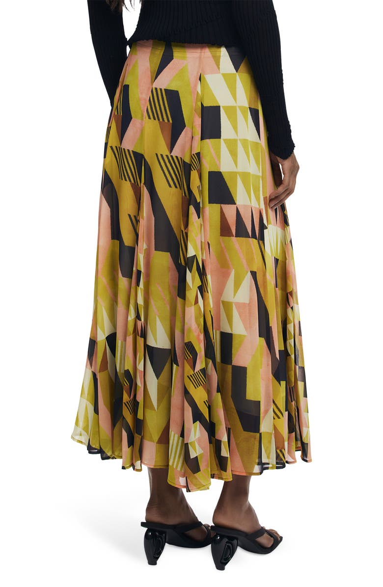 Desigual Geometric Print Maxi Skirt, Alternate, color, Warm Green