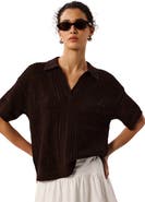 Whistles Open Front Crochet Polo Shirt