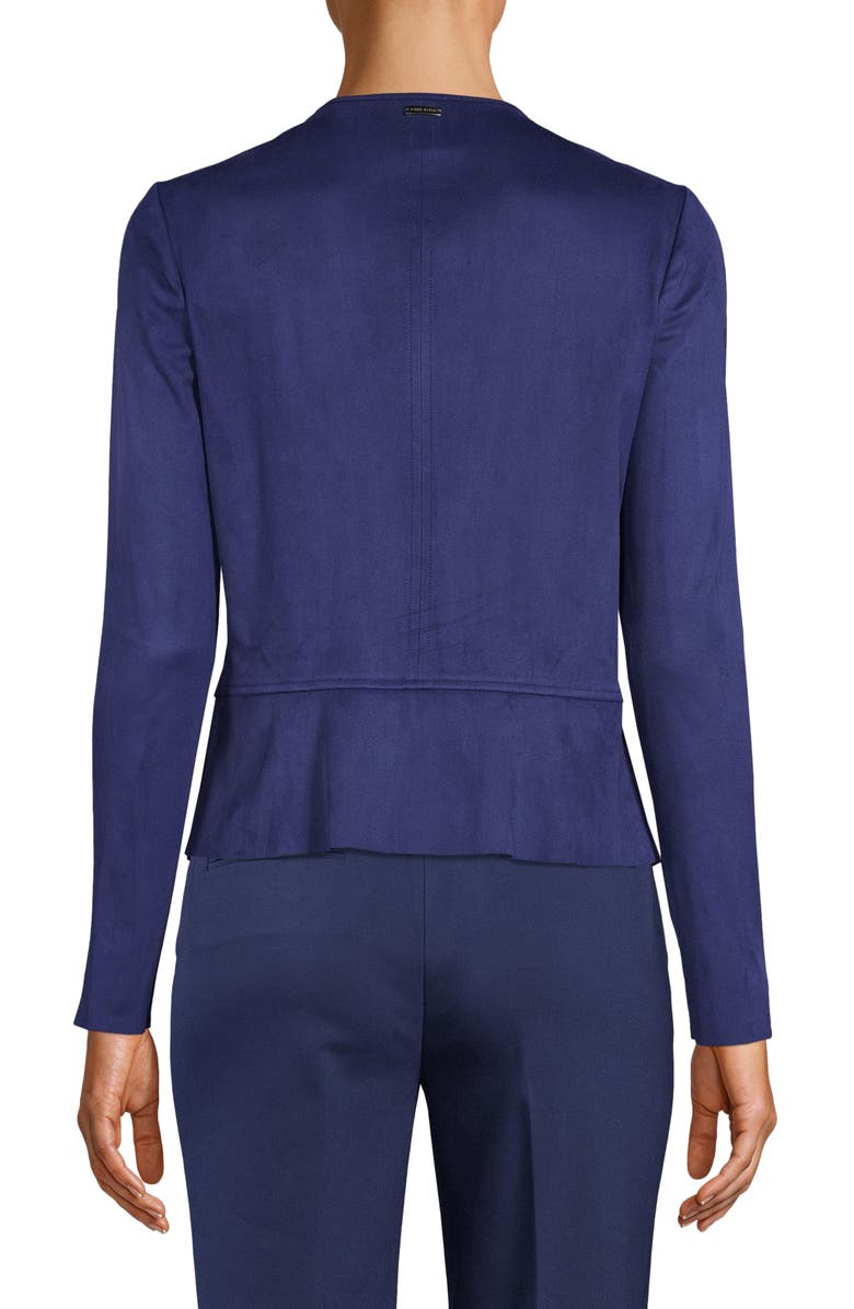 Anne Klein Drape Front Faux Suede Jacket, Alternate, color, Distant Mountain