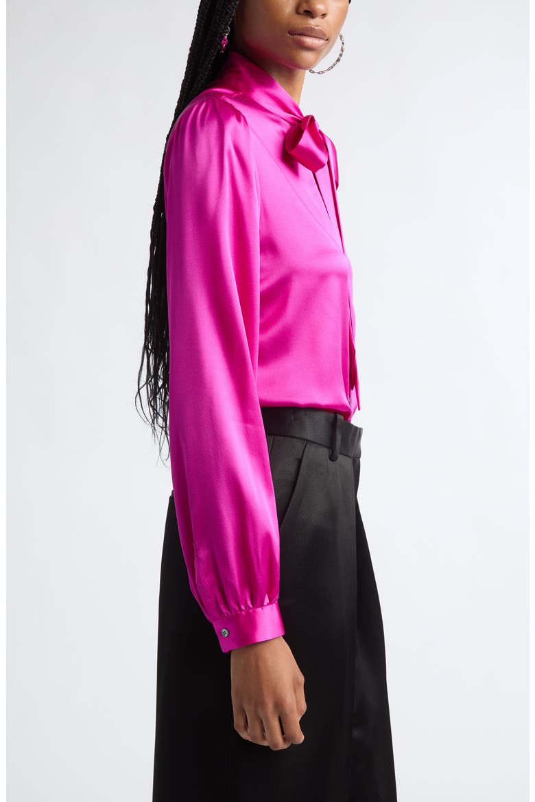 Theresa Silk Blend Tie Neck Shirt, Alternate, color, RASPBERRY