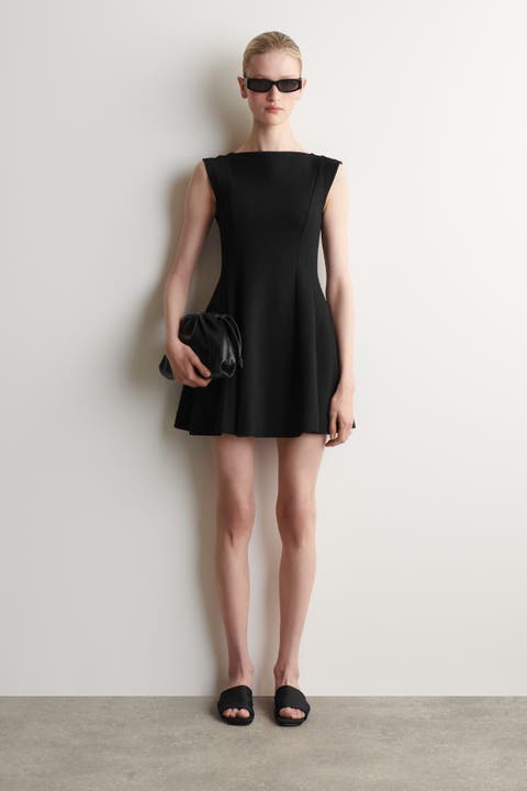 Sculpted Flared Cotton Mini Dress