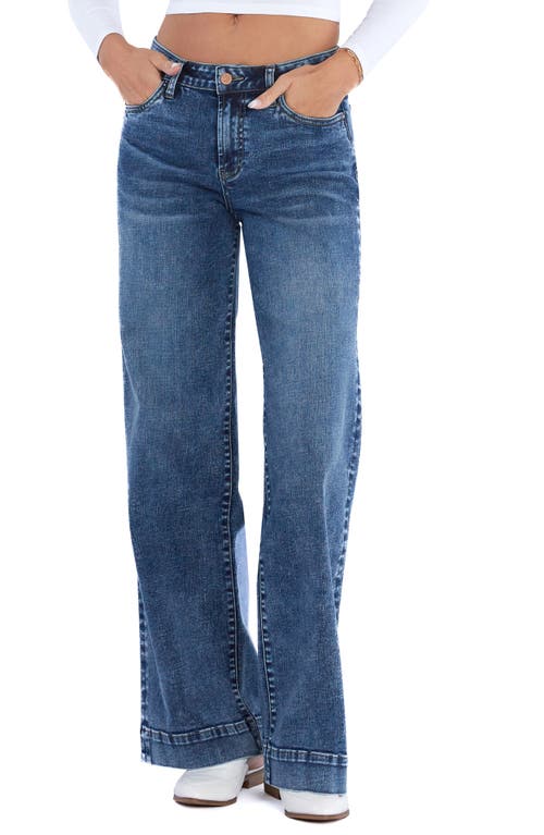 Hint Of Blu Mighty High Waist Wide Leg Jeans In Trouser Blue