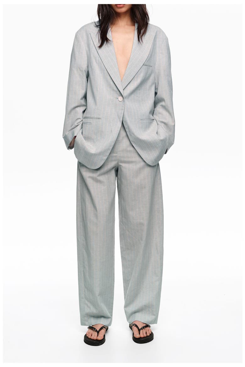 Striped Darted Trousers, Main, color, LIGHT GREY