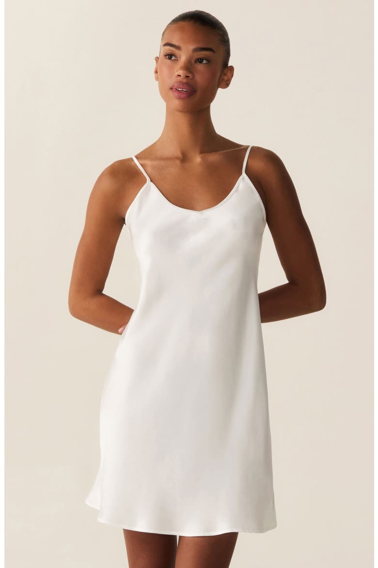 Bijou Silk Slip Nightgown, Alternate, color, WHITE