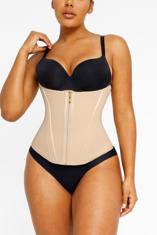 Shapellx Core Control Latex Waist Trainer In Pinkish Beige