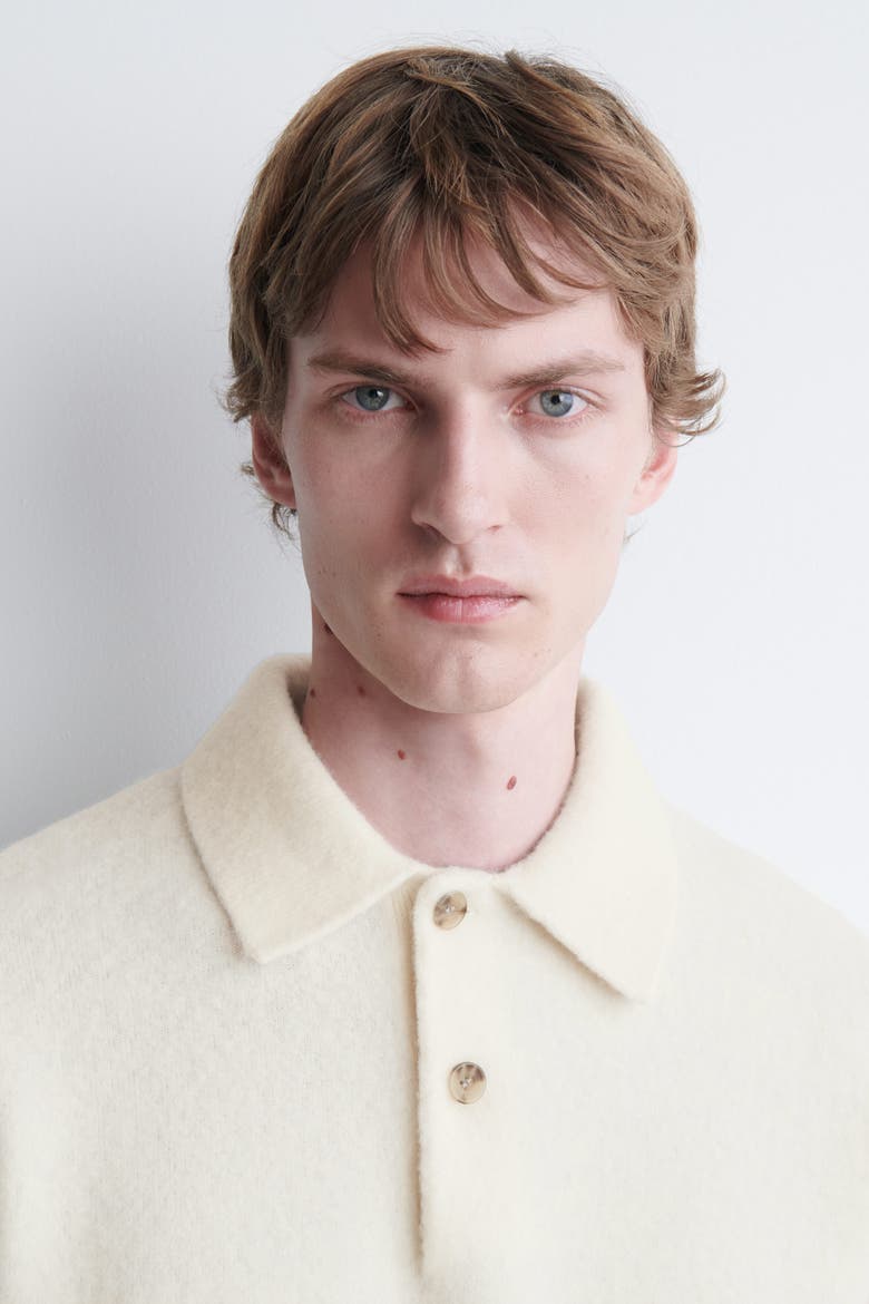 Brushed-Wool Polo Shirt, Alternate, color, IVORY