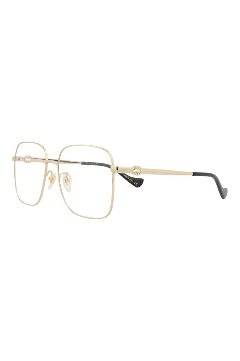 56mm Square Optical Glasses, Alternate, color, GOLD GOLD TRANSPARENT