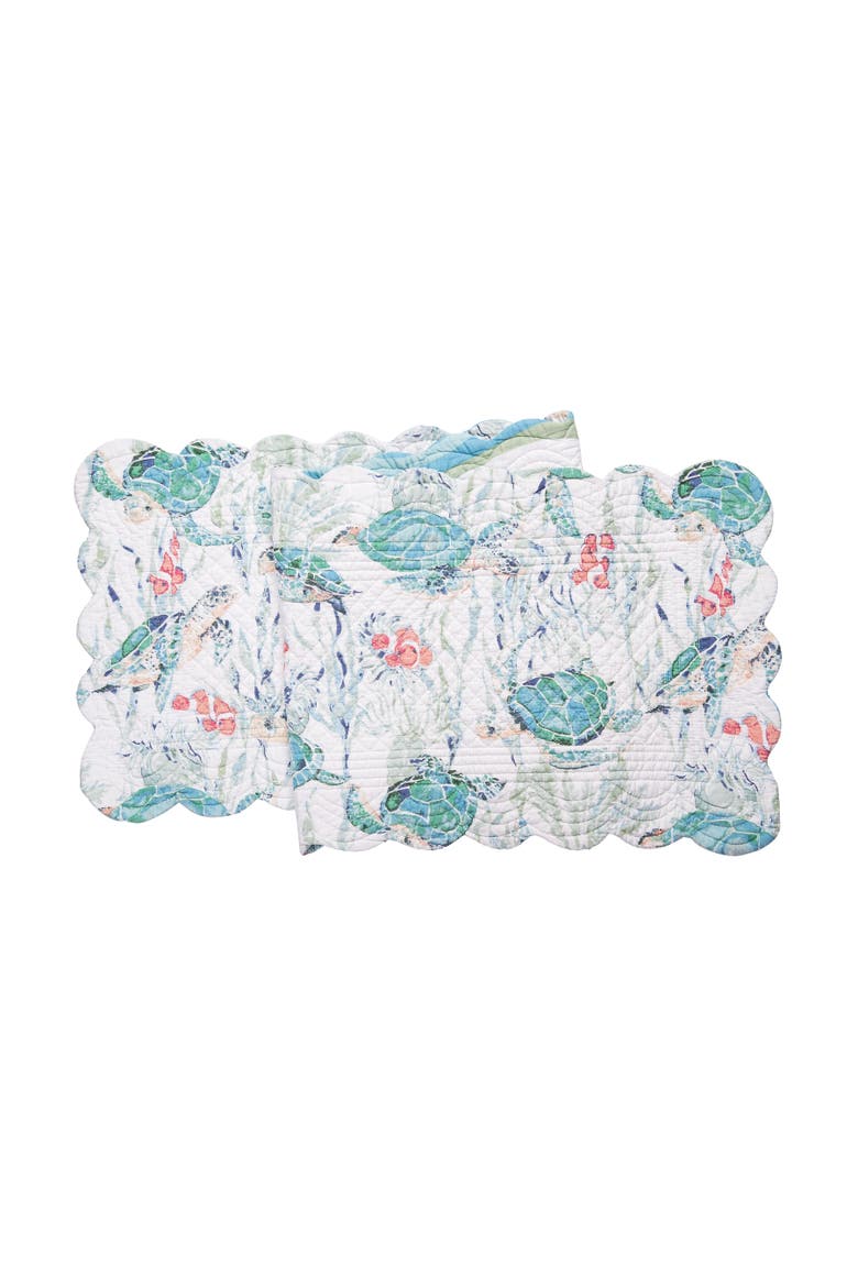 Sea Turtle Cove Table Runner 14" x 51", Main, color, Pink
