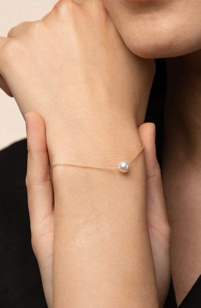 Bearfruit Jewelry Sterling Silver 18k Gold Plated Abby Pearl Necklace, Bracelet & Dangled Drop Earring Set Holiday Gift Idea, Alternate, color, Gold