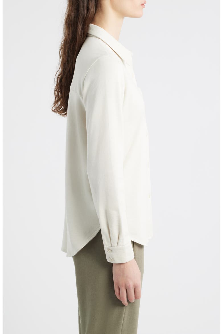 Classic Collar Organic Cotton French Terry Button-Up Shirt, Alternate, color, BONE