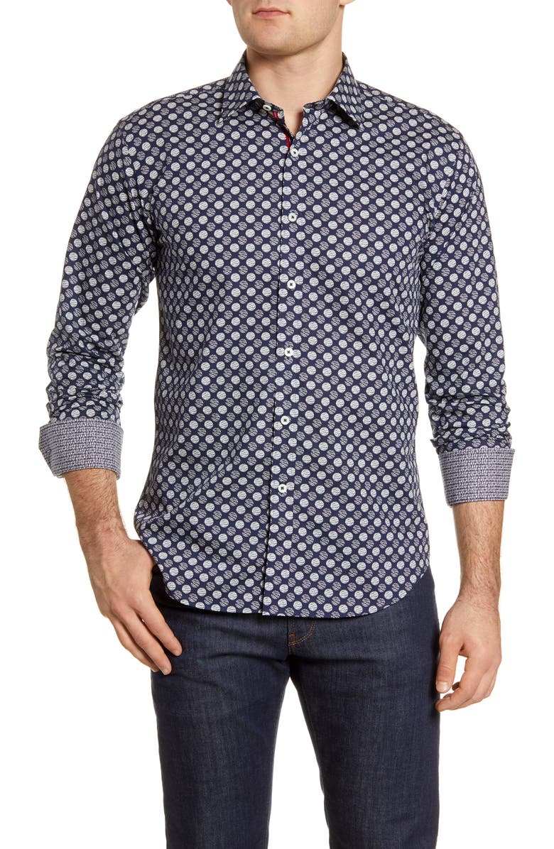 Bugatchi Shaped Fit Button-Up Shirt, Main, color,
