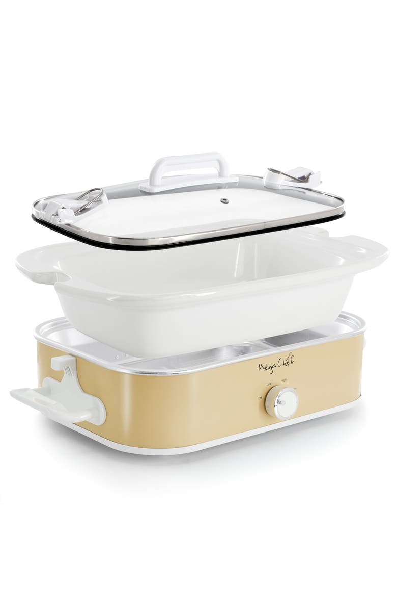 Megachef 3.5 Quart Casserole Slow Cooker with 3 Temperature Settings in Cream, Alternate, color, White