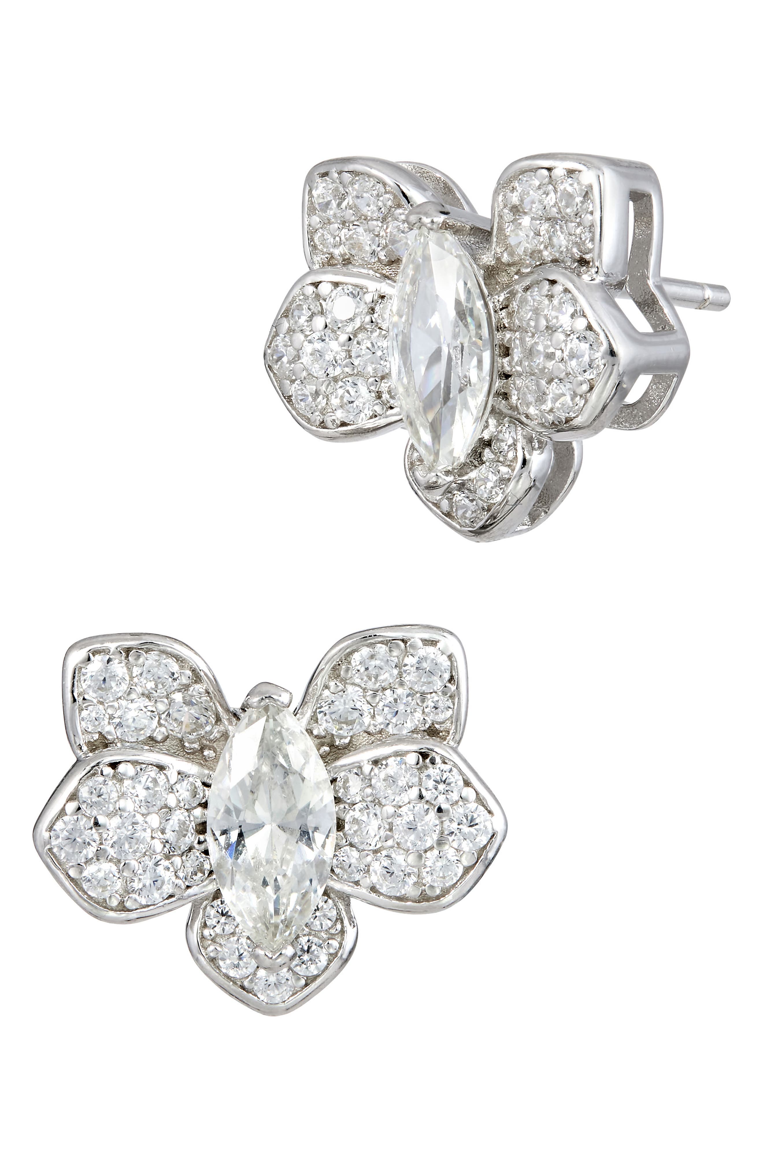 SAVVY CIE JEWELS Pavé Cubic Zirconia Orchid Stud Earrings