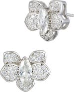 SAVVY CIE JEWELS Pavé Cubic Zirconia Orchid Stud Earrings
