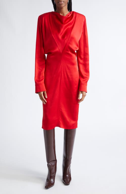 Stella Mccartney Satin Midi Dress Draped Front In Red