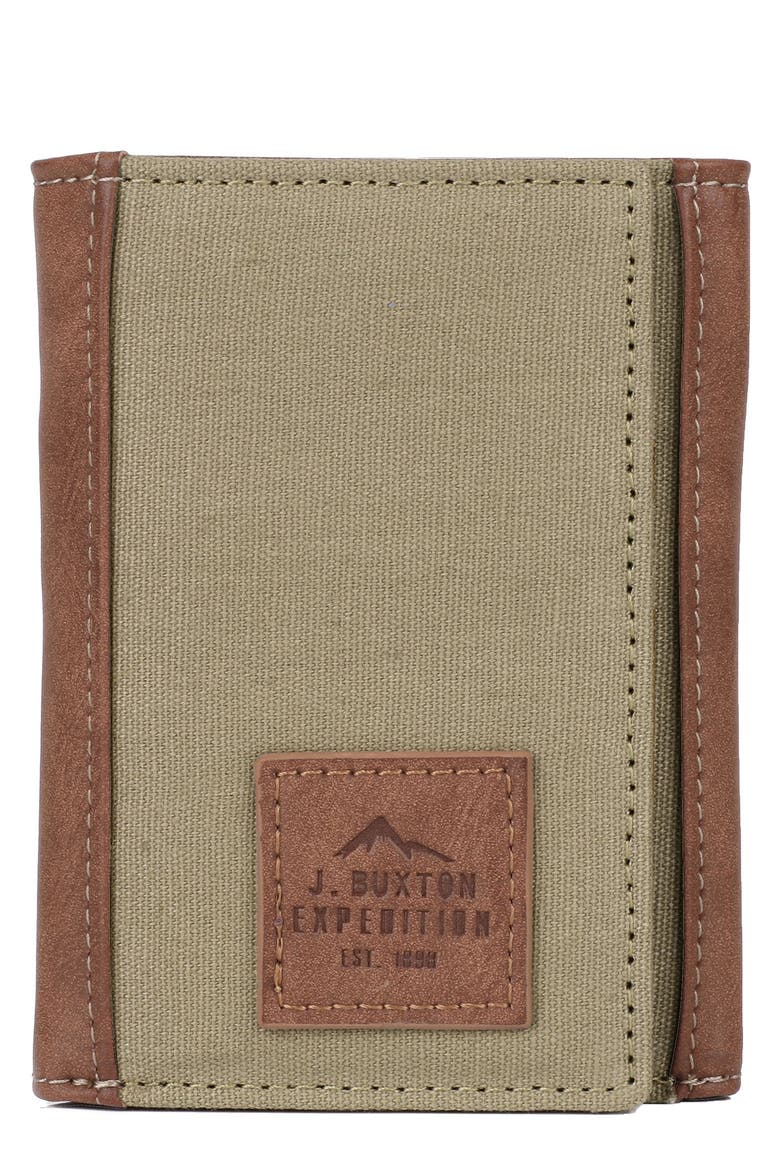 J.BUXTON Expedition II Huntington Gear RFID Three-Fold Wallet, Main, color, OLIVE