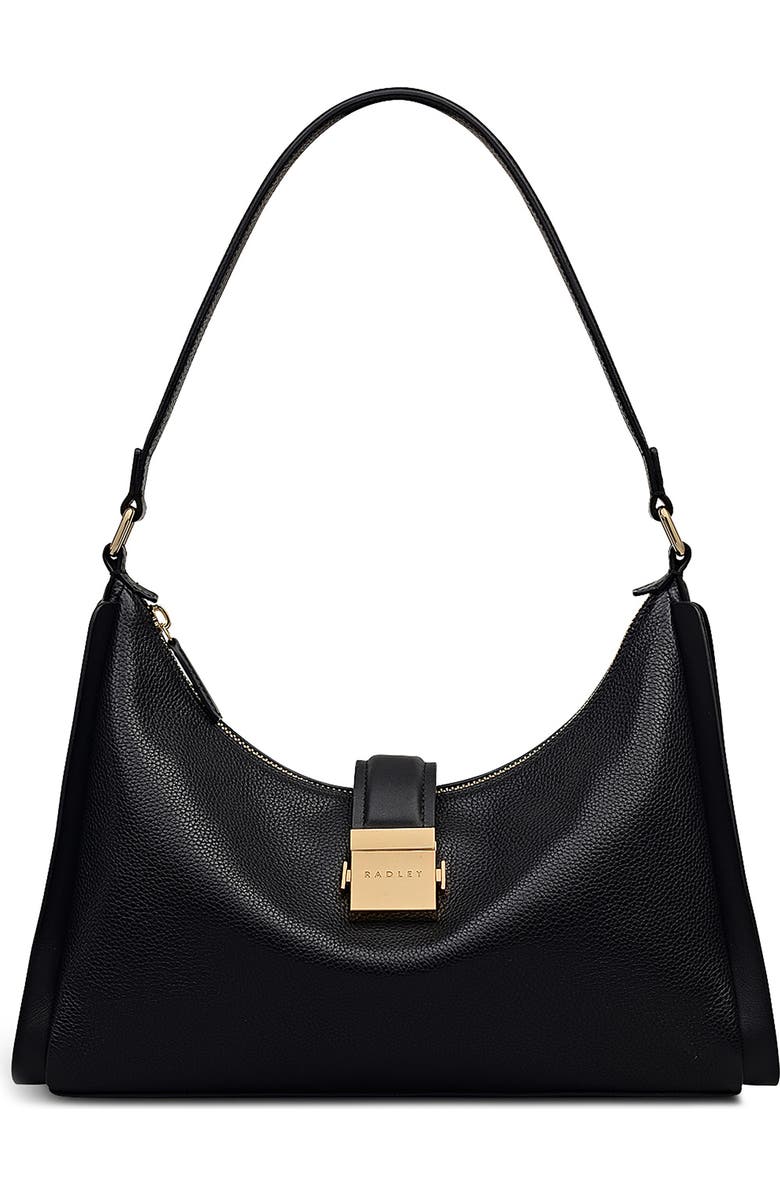 Radley Sloane Mews Pebbled Leather Shoulder Bag, Main, color, Black