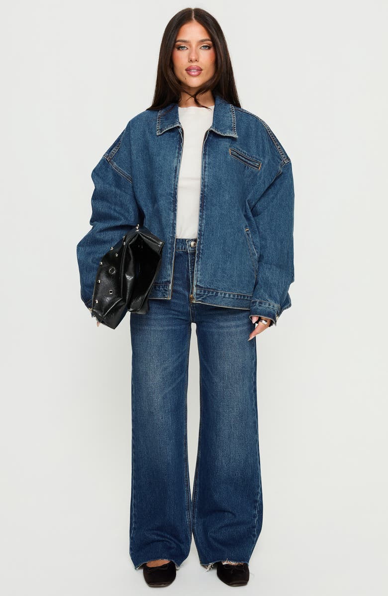 Princess Polly Riina Denim Bomber Jacket, Alternate, color, Denim