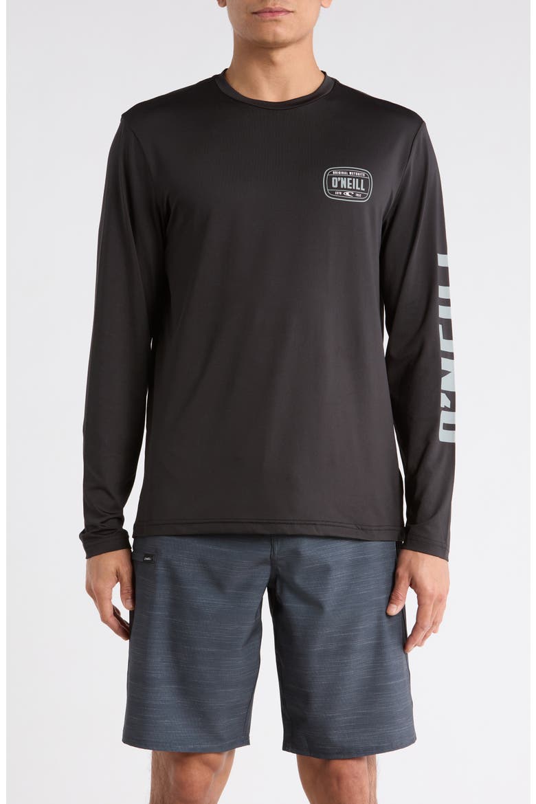 TRVLR UPF Wordmark Long Sleeve T-Shirt, Main, color, BLACK