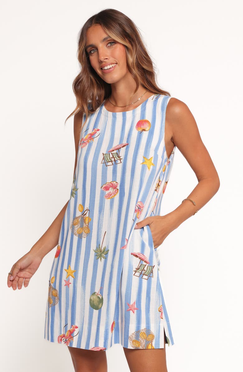 Petal & Pup Zoe Stripe Vacation Print Minidress, Alternate, color, Esme
