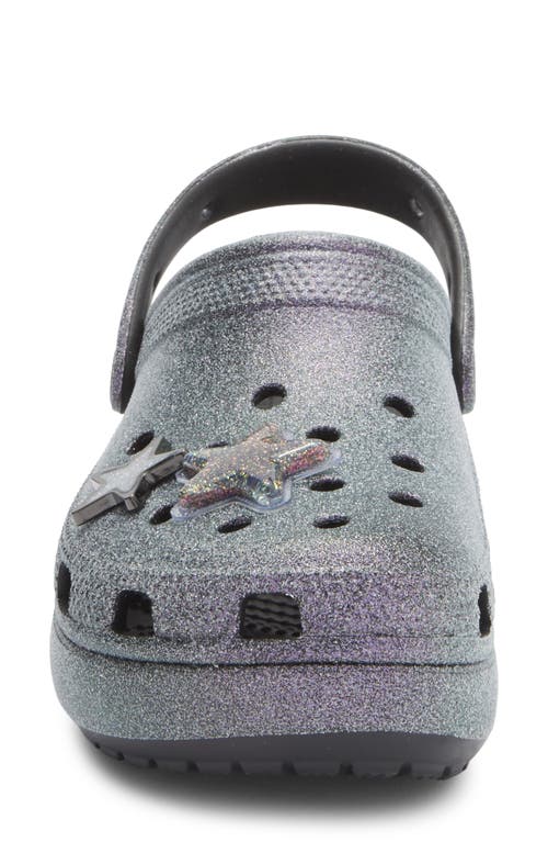 Crocs Iridescent Glitter Platform Clog In Gray