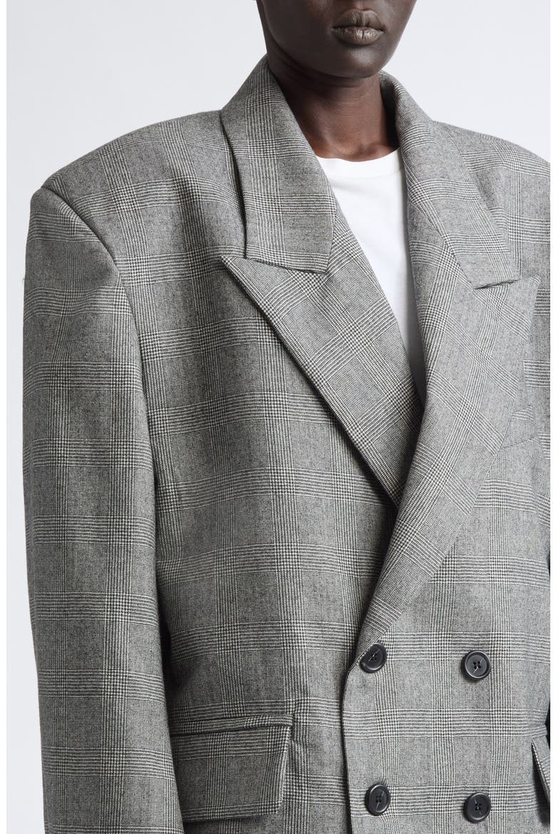 Slouchy Glen Plaid Wool Blazer, Alternate, color, DARK GREY