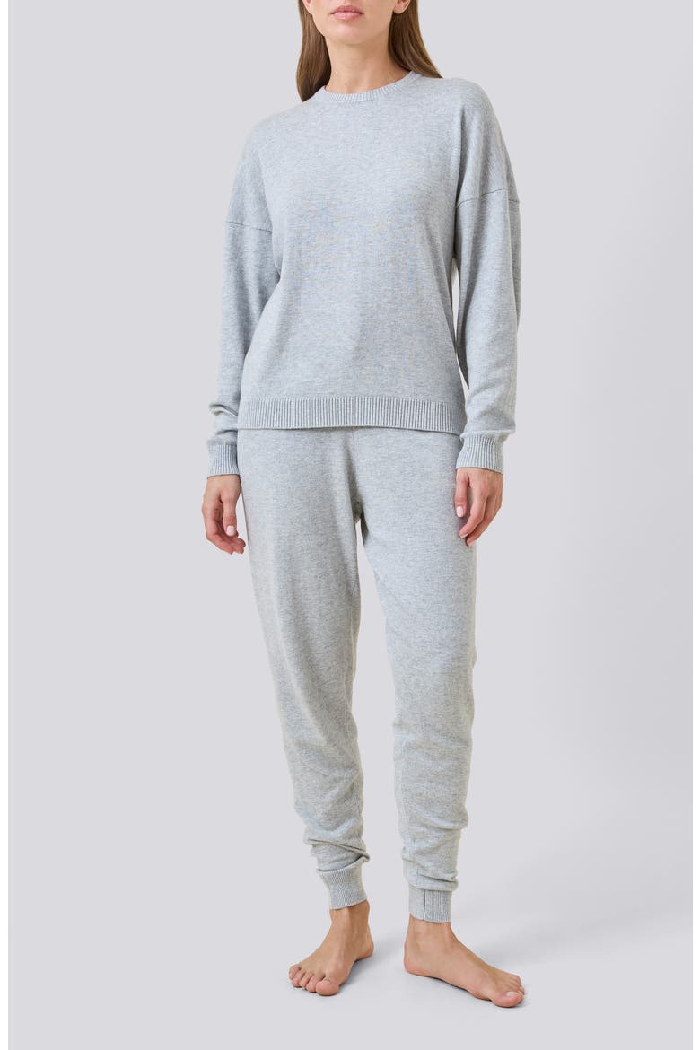 Cotton & Cashmere Crewneck Pajama Top, Main, color, GREY