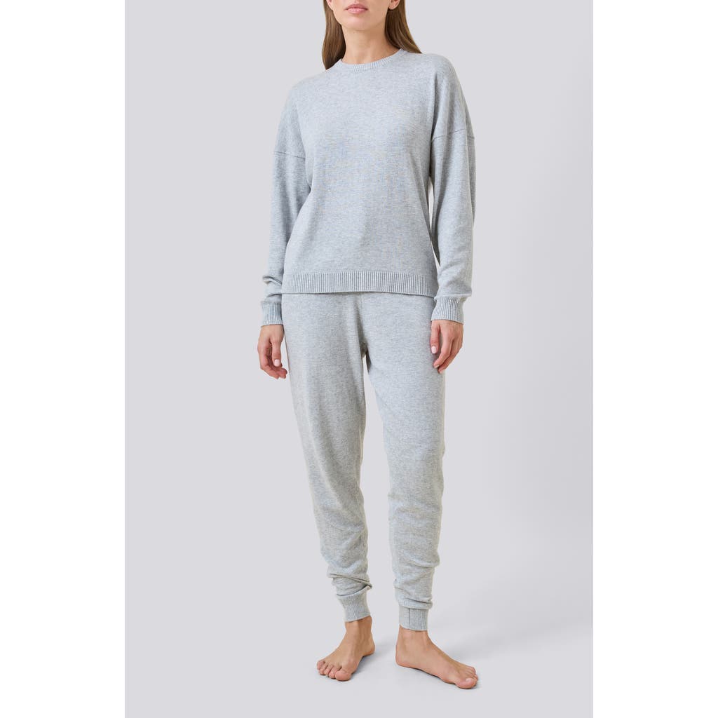Papinelle Cotton & Cashmere Crewneck Pajama Top In Gray
